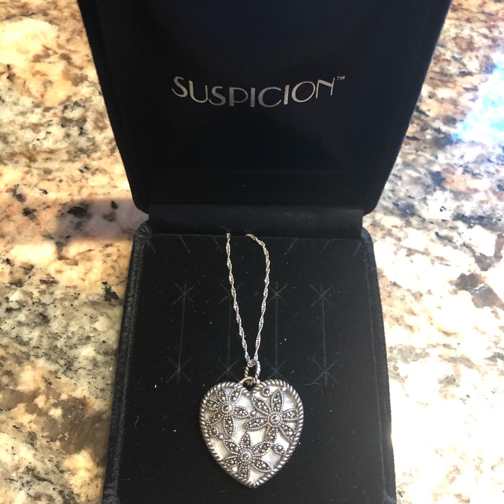 Suspicion Sterling Silver Marcasite necklace.